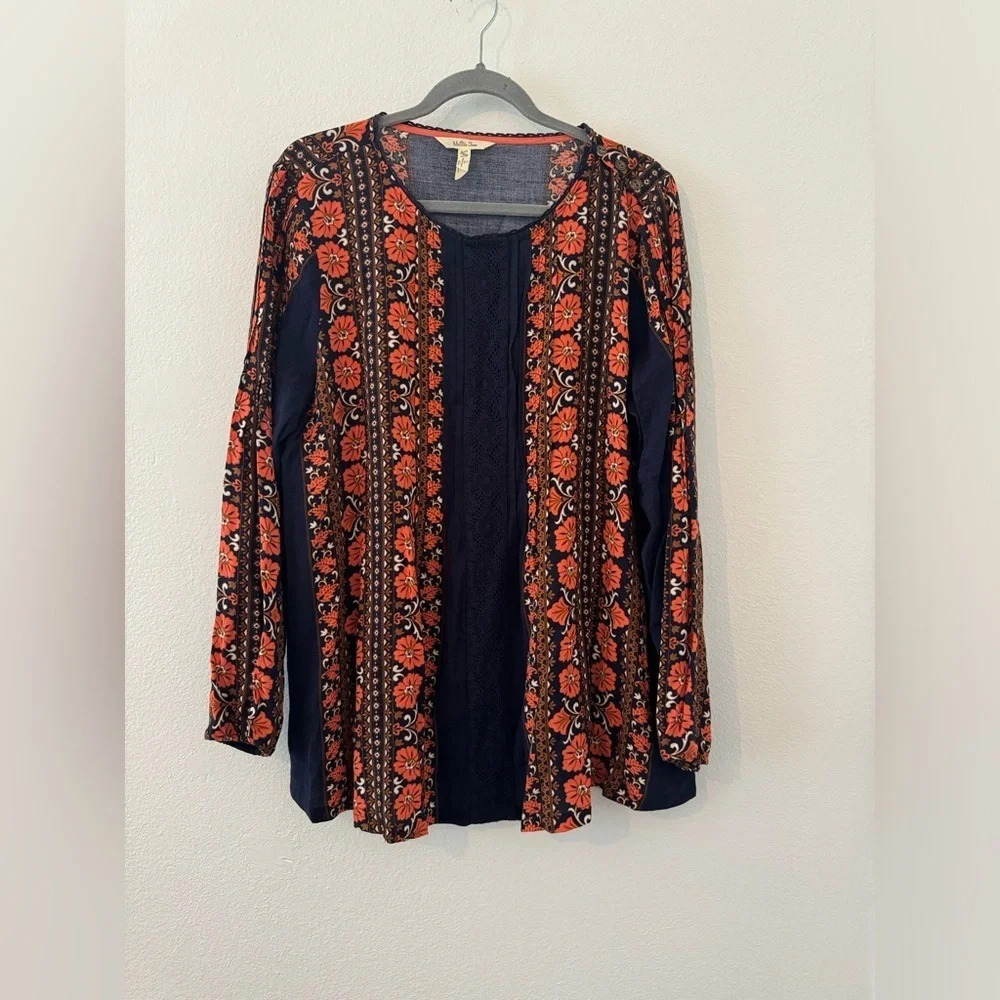 Matilda Jane Once Upon a Time Boho Artsy Long Sleeve Blouse Floral Size XL
